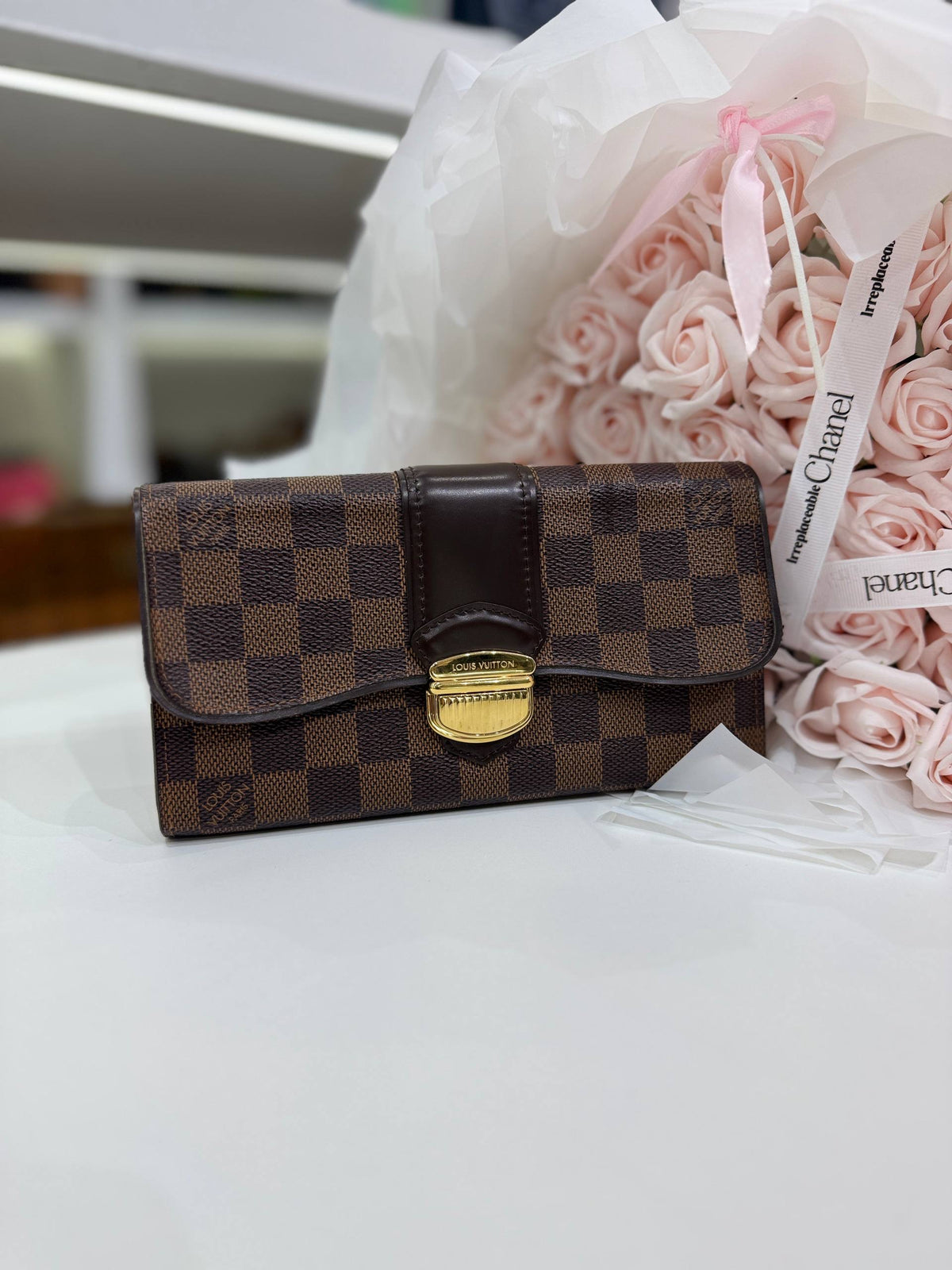 LOUIS VUITTON Damier Ebene Portefeuille Sistina Wallet