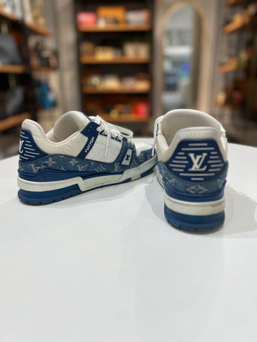 LOUIS VUITTON Trainer Sneaker Denim Blue Shoe size 7 1/2 - Reeluxs 