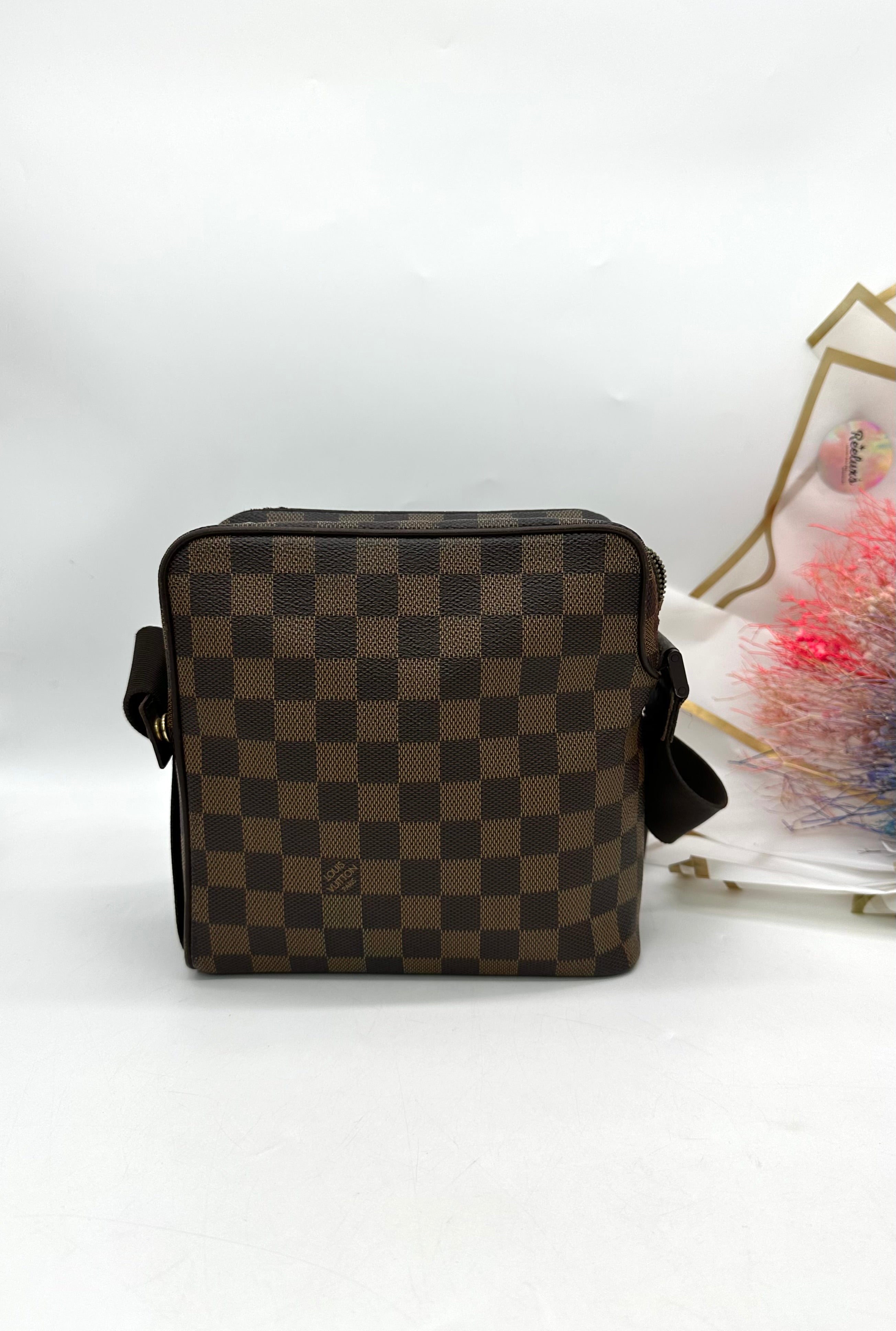 LOUIS VUITTON Brown Damier Ebene Canvas Olav PM Bag - Reeluxs 