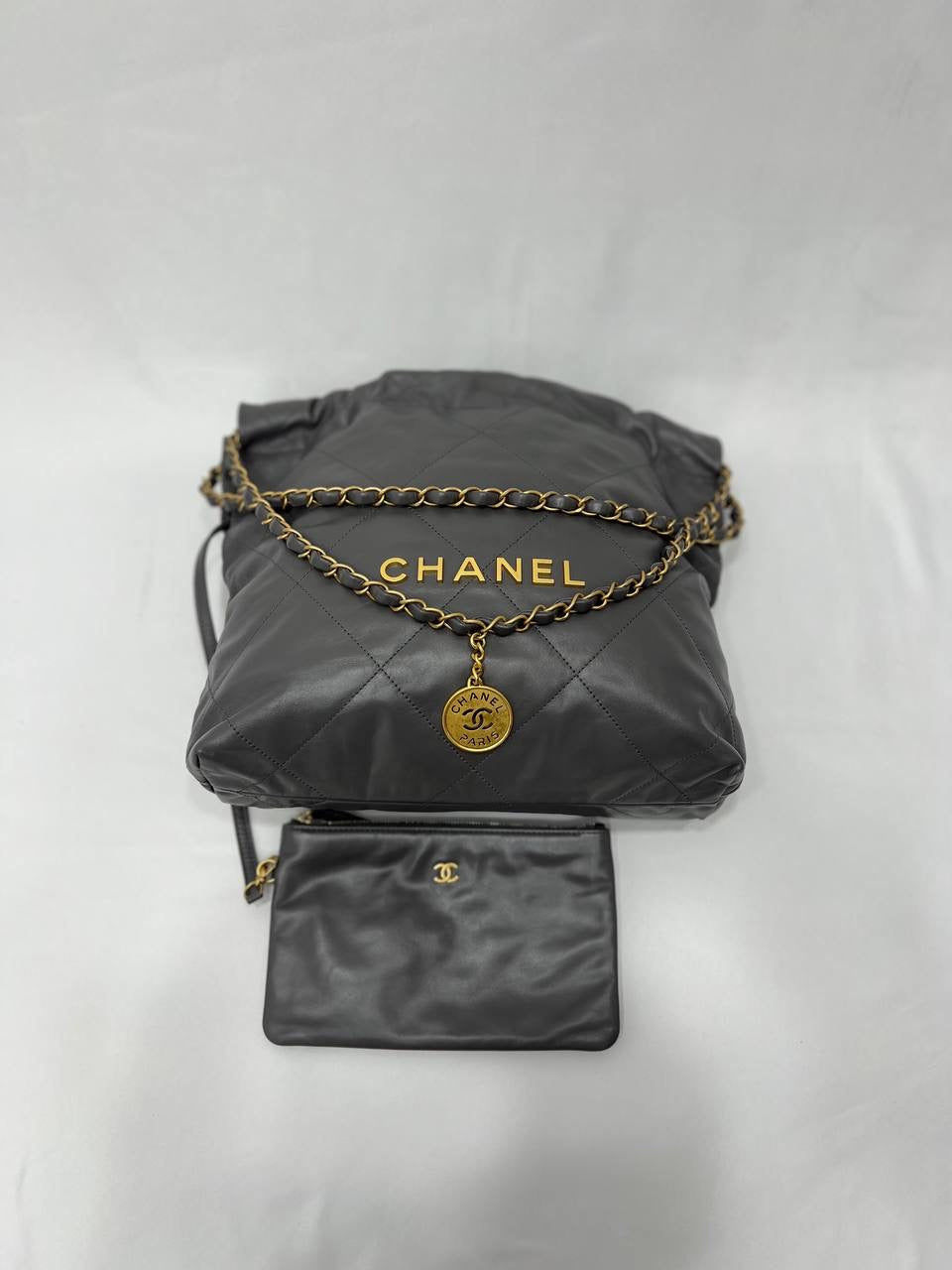 CHANEL 22 Microchip Small Tote Handbag In GHW