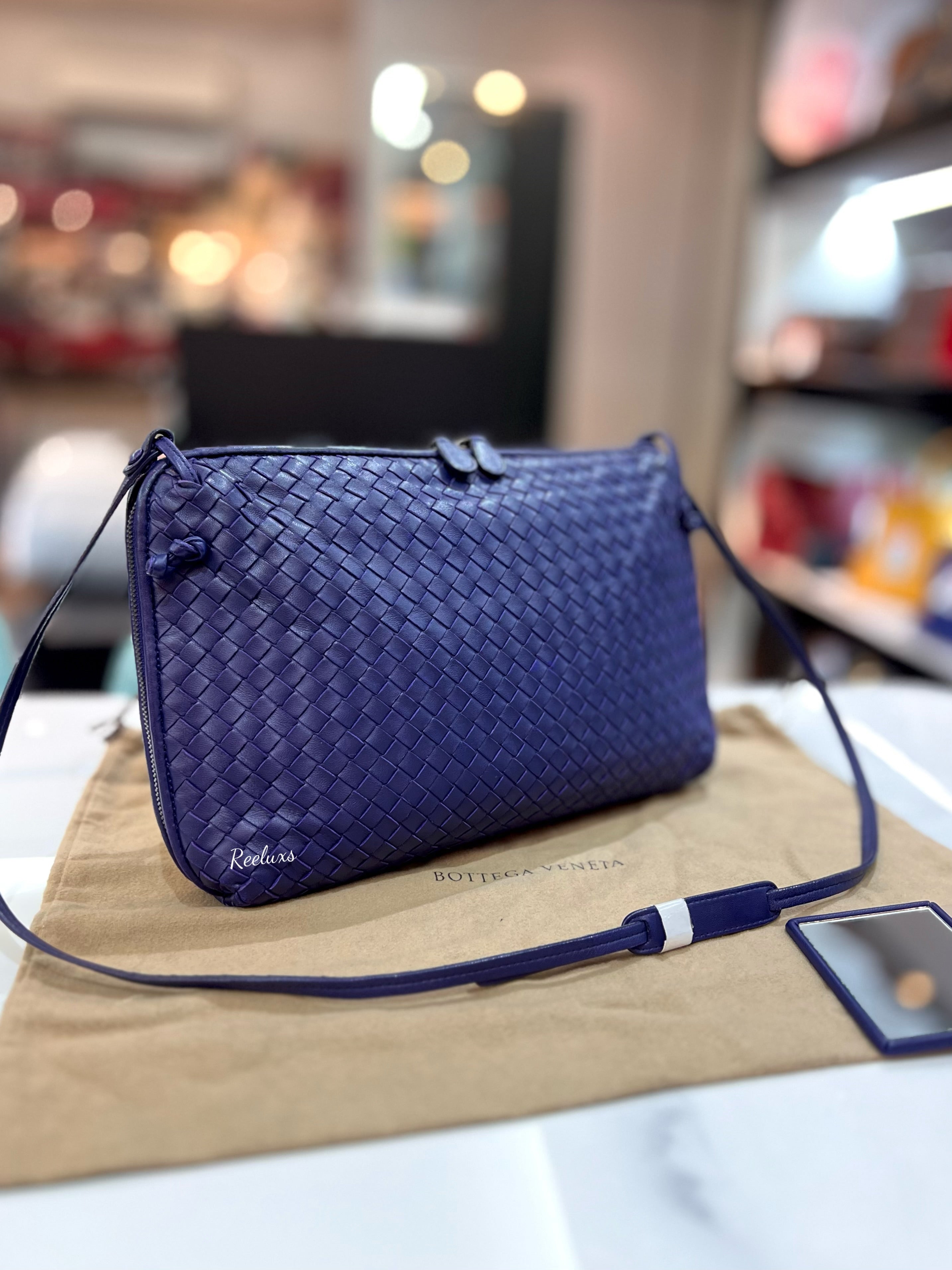 BOTTEGA VENETA Dark Purple Nodini intrecciato Shoulder Bag
