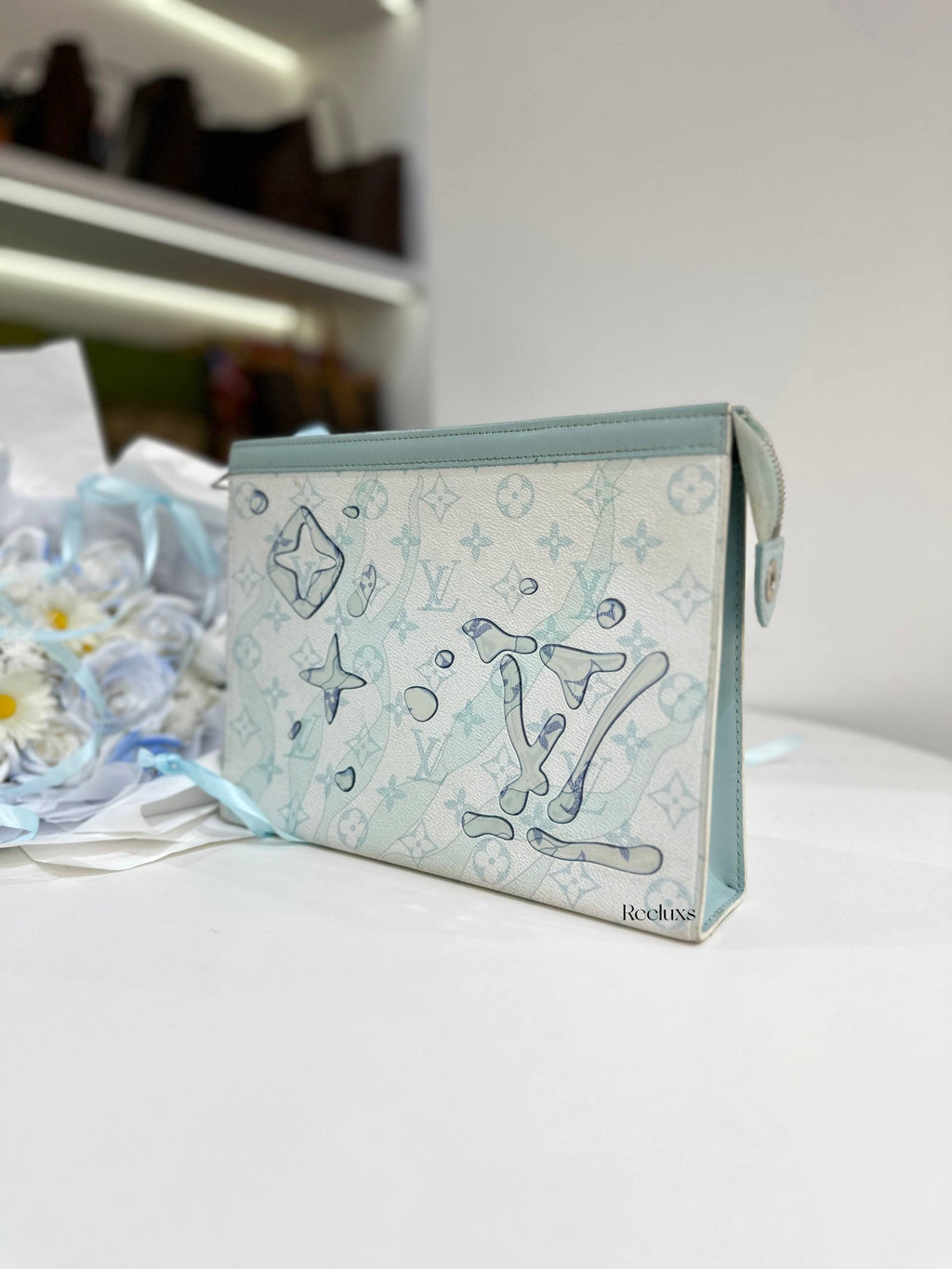 LOUIS VUITTON LV Monogram Aquagarden Pochette Voyage mm – Crystal Blue