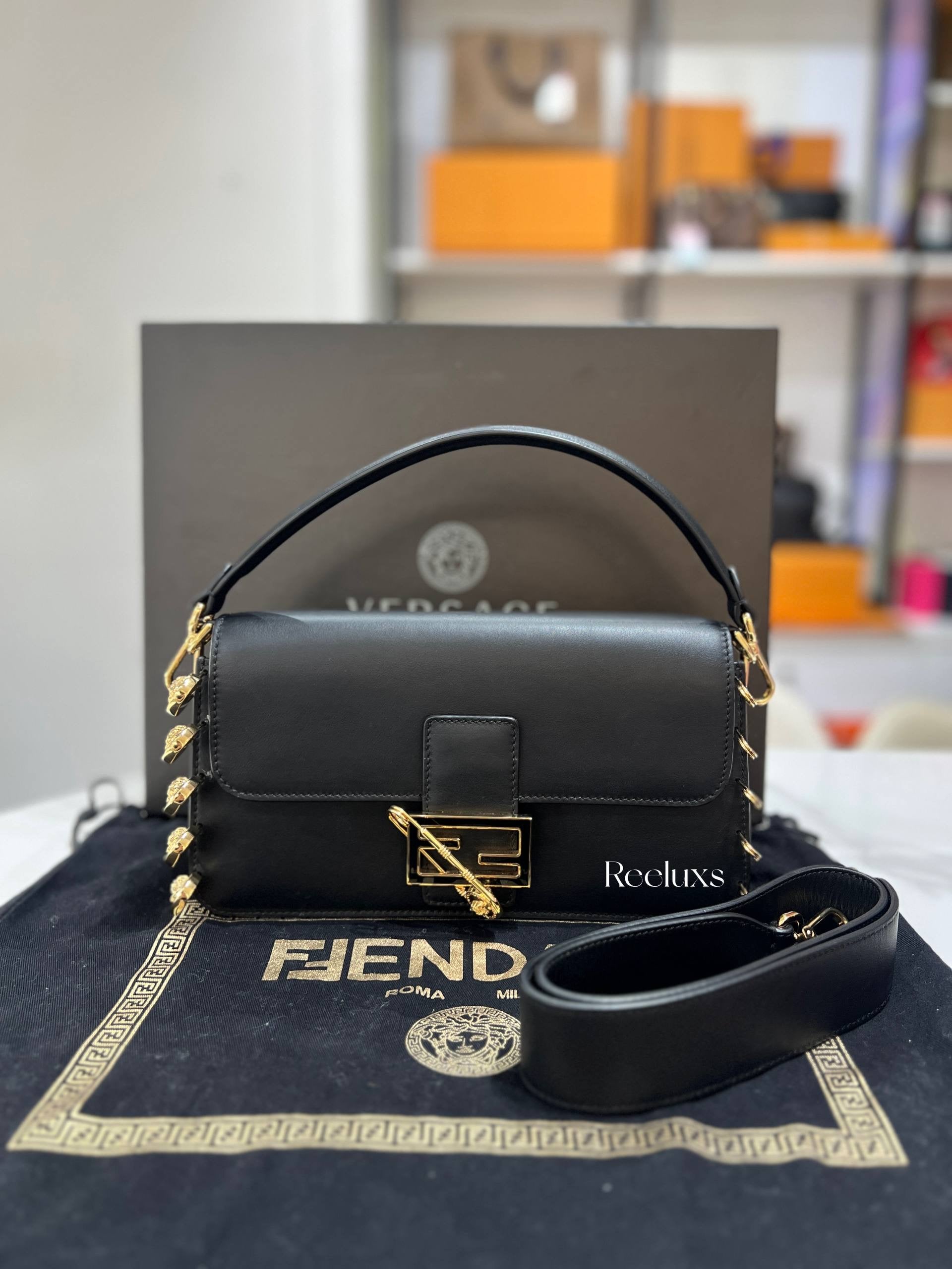 FENDI x VERSACE Viltello Seta Fendace Brooch Baguette