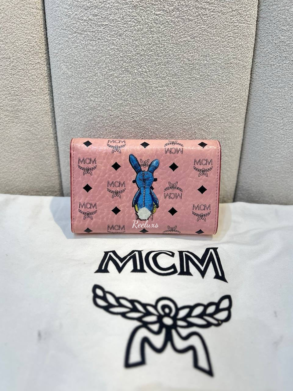 MCM Limited Edition Visetos Pink Leather Rabbit Wallet