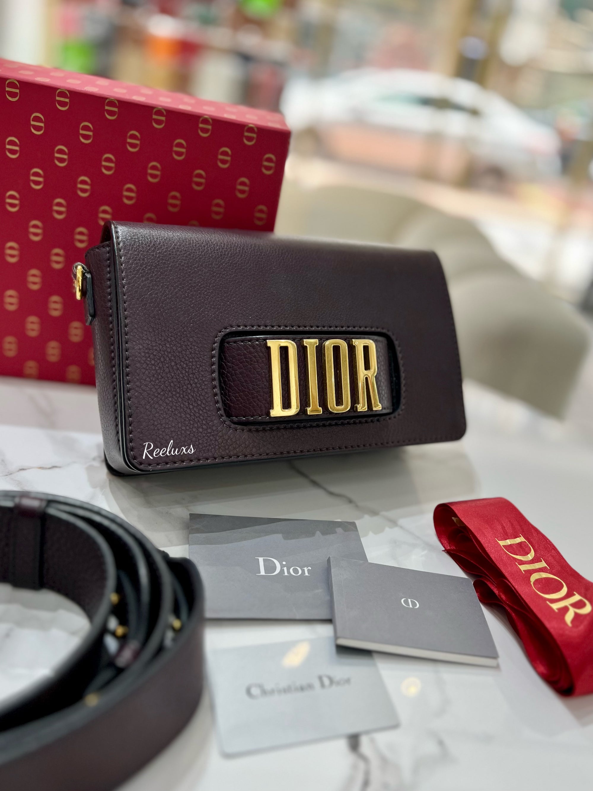 CHRISTIAN DIOR Calfskin Leather Dio( R )Evolution Flap Bag