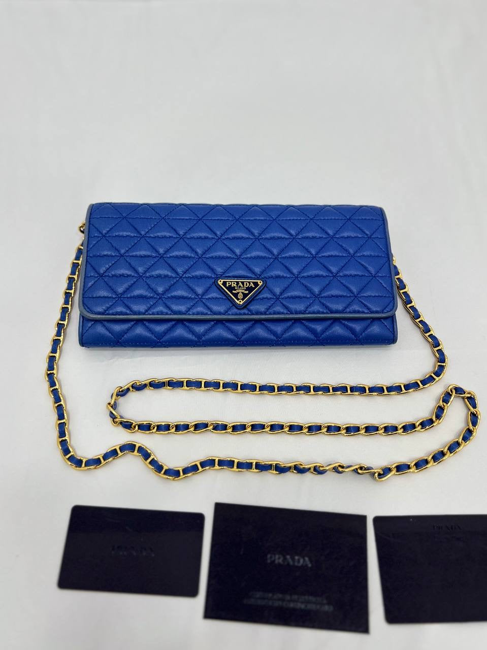 PRADA Mini Sling Bag In Blue Leather