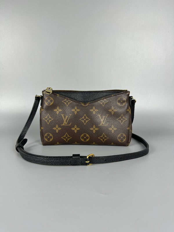 LOUIS VUITTON LV Monogram Pallas Pochette Crossbody Bag Black