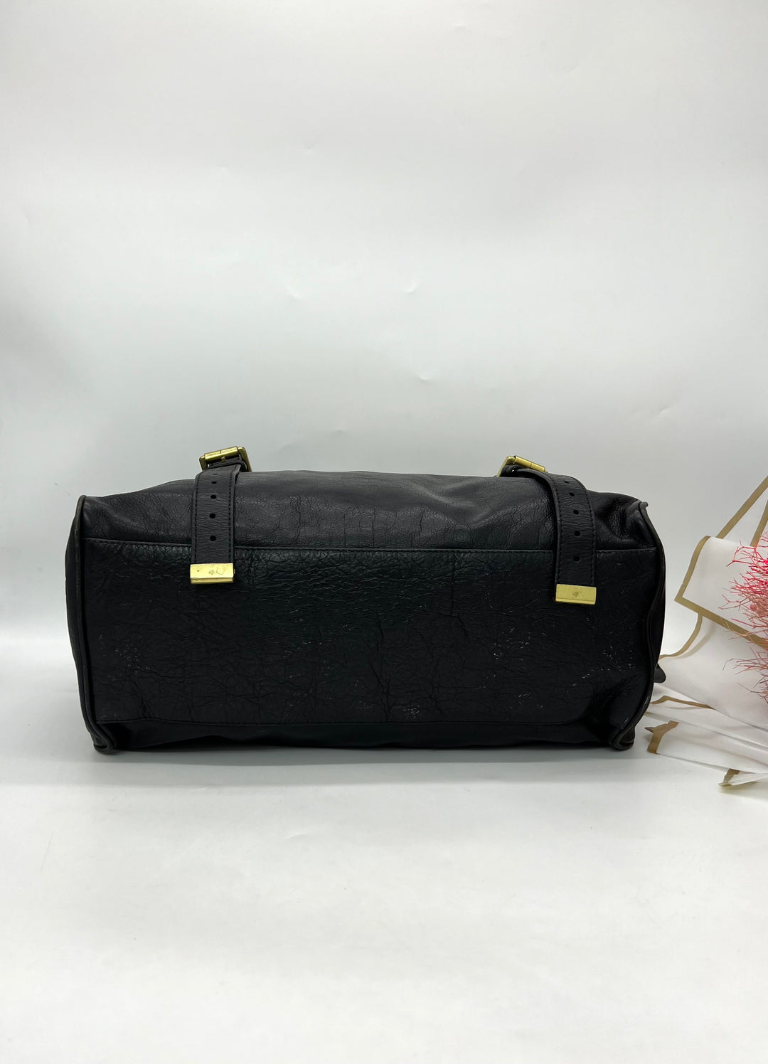 MULBERRYBlack Leather Oversized Alexa Top Handle Shoulder Bag