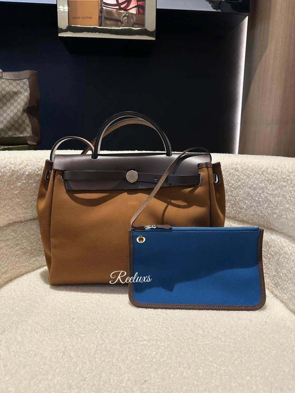 HERMES Herbag Brown With Pouch Handbag / Shoulder Bag - 2 Way