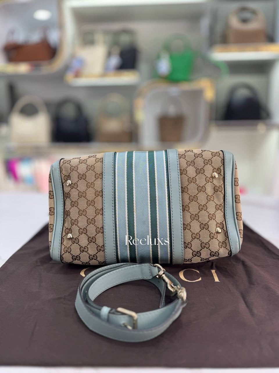 GUCCI Vintage Web Original GG Boston Bag