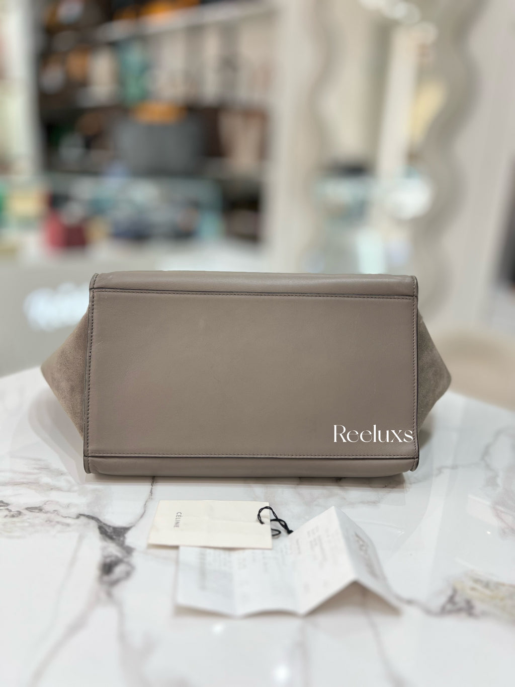 CELINE Trapeze Embossed Medium Handbag Shoulder Bag