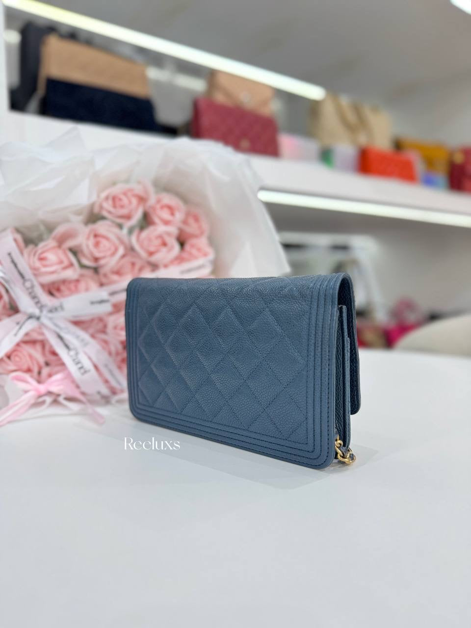 CHANEL Caviar Quilted Boy Wallet On Chain ( WOC )