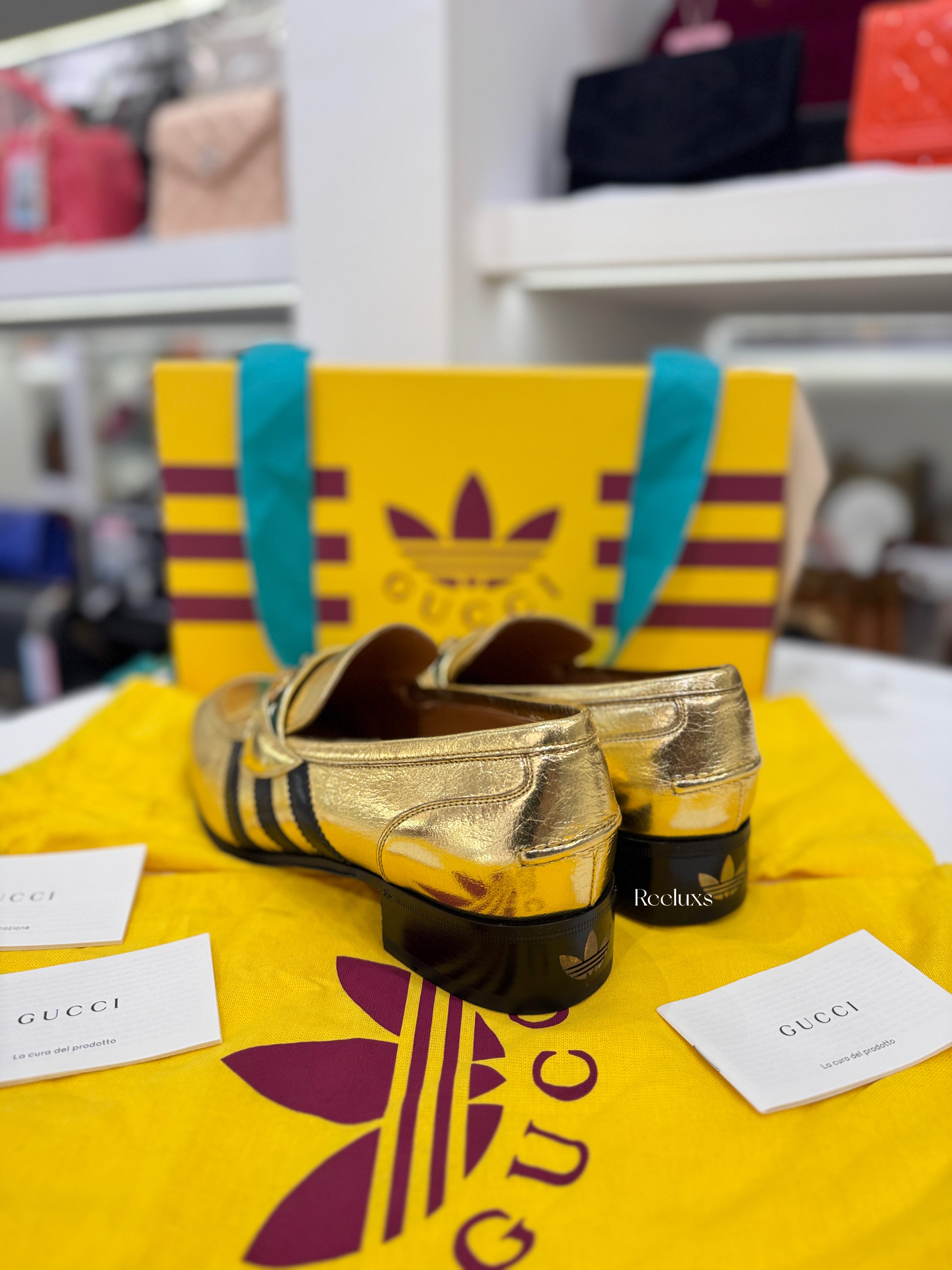 GUCCI x ADIDAS Gold Leather Horsebit Loafer