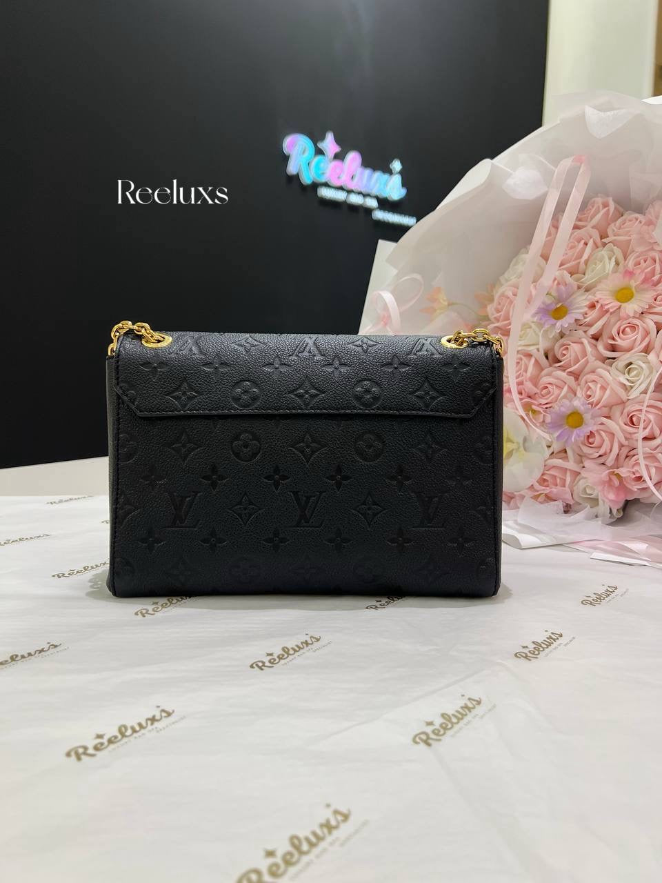 LOUIS VUITTON LV Black Monogram Empreinte Vavin MM Bag
