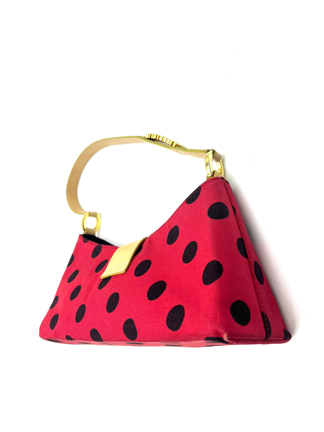 Moschino Red/Black Canvas and Leather Polka Baguette Bag - Reeluxs 