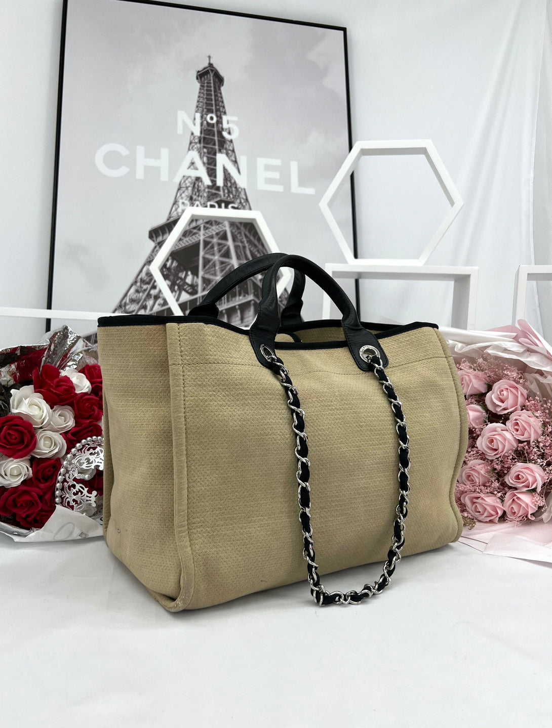 CHANEL Deauville tweed handbag - Reeluxs 