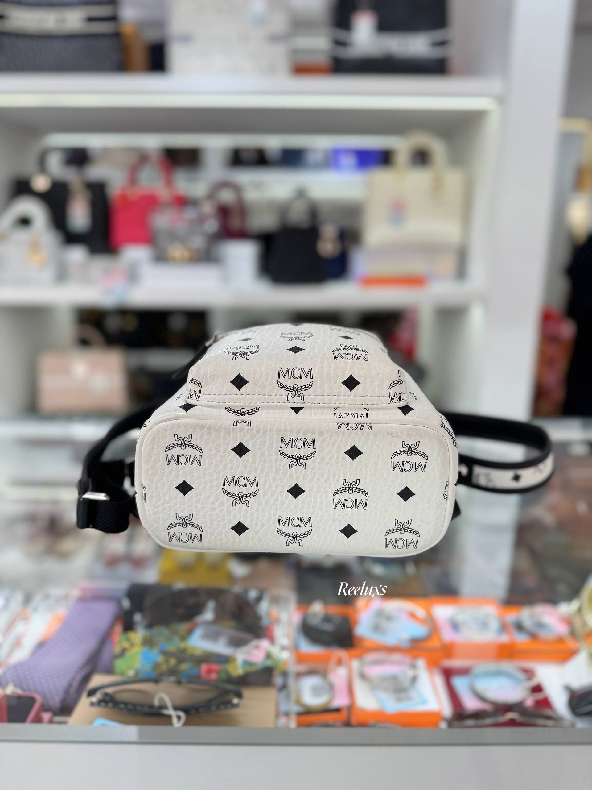 MCM Stark Side Studs Backpack In Visetos