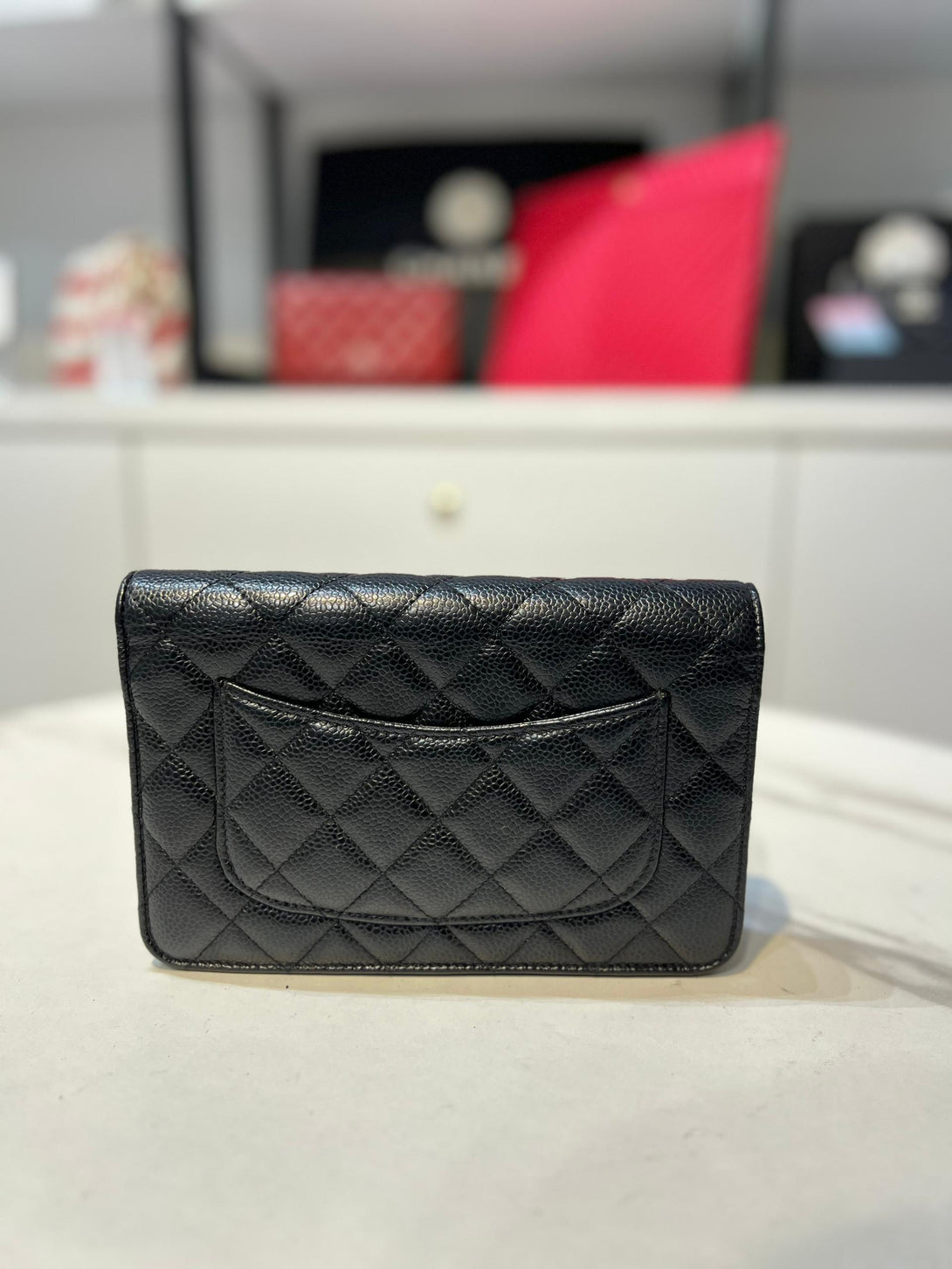 CHANEL Classic Wallet on Chain (WOC) in Black Caviar - Reeluxs 