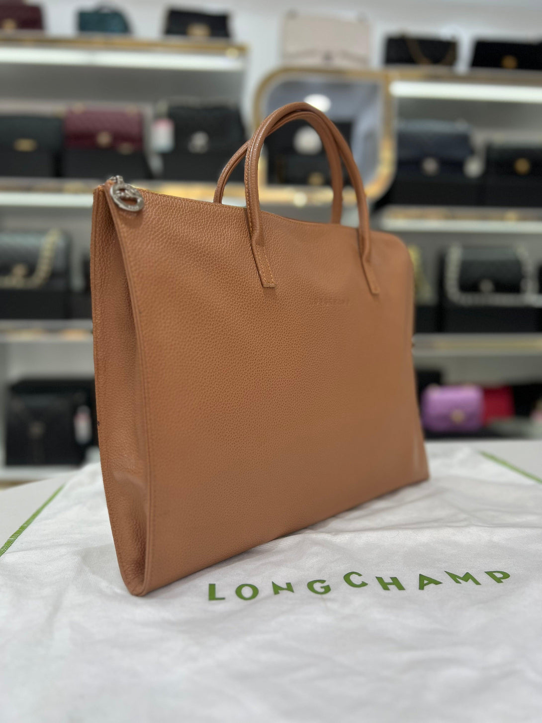 LONGCHAMP As New Brown Leather Business Briefcase Unisex Bag - Reeluxs 