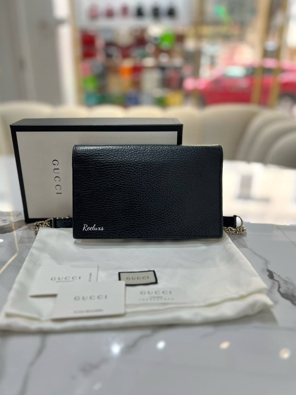 GUCCI Icon GG Interlocking Wallet On Chain Black