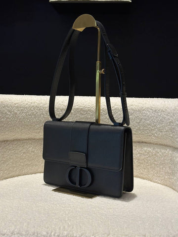 CHRISTIAN  DIOR
Ultra Matte Grained Calfskin 30 Montaigne Flap Bag Black Base