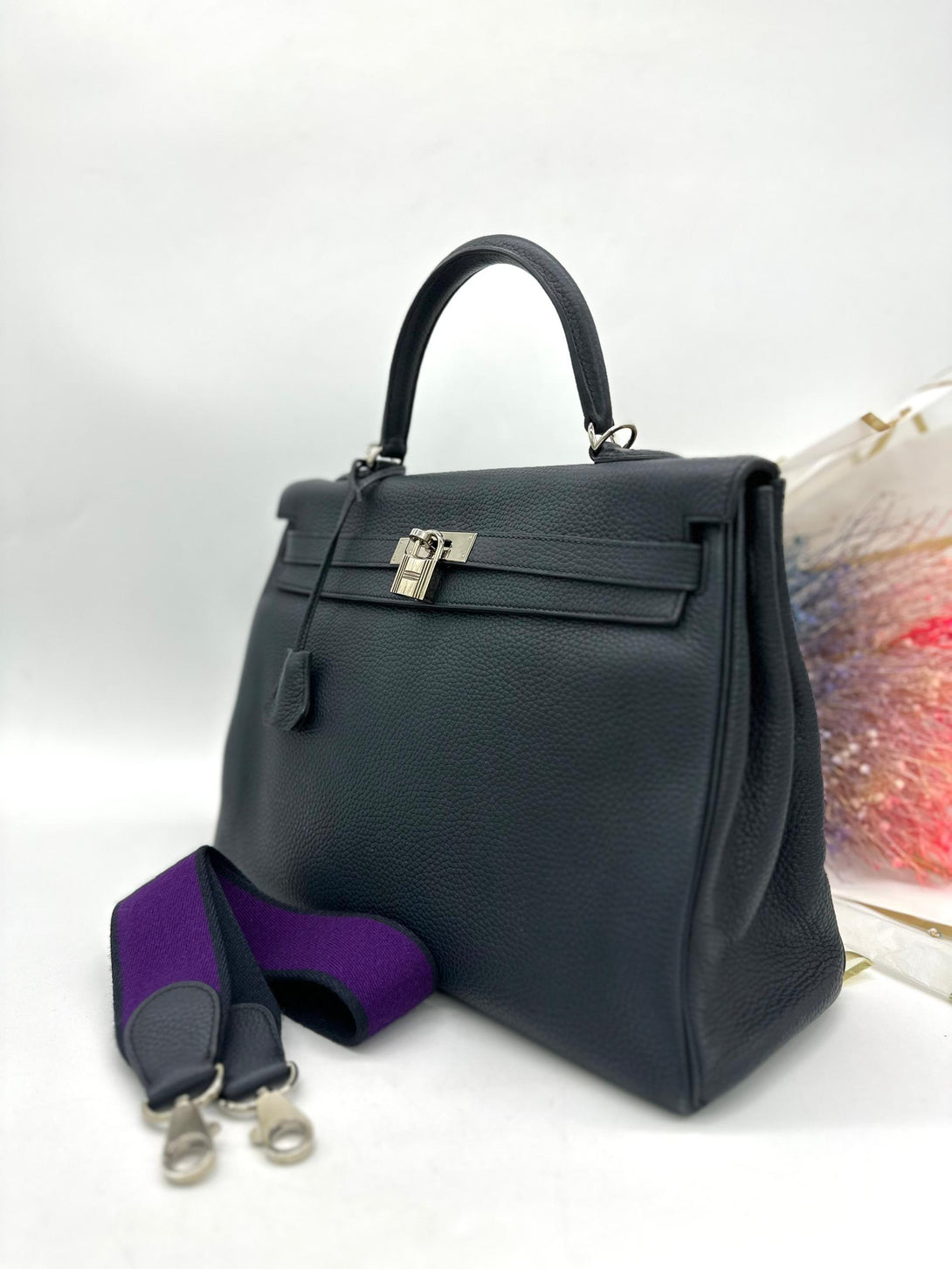 HERMES Kelly 35cm 2Way Use Blue Nuit Togo Leather - Reeluxs 