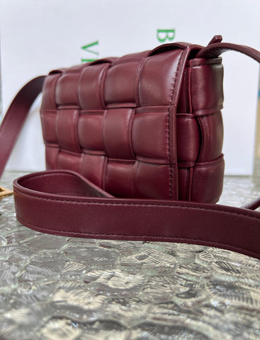 BOTTEGA VENETA Small Burgundy Padded Cassette Crossbody Bag For Lady - Reeluxs 