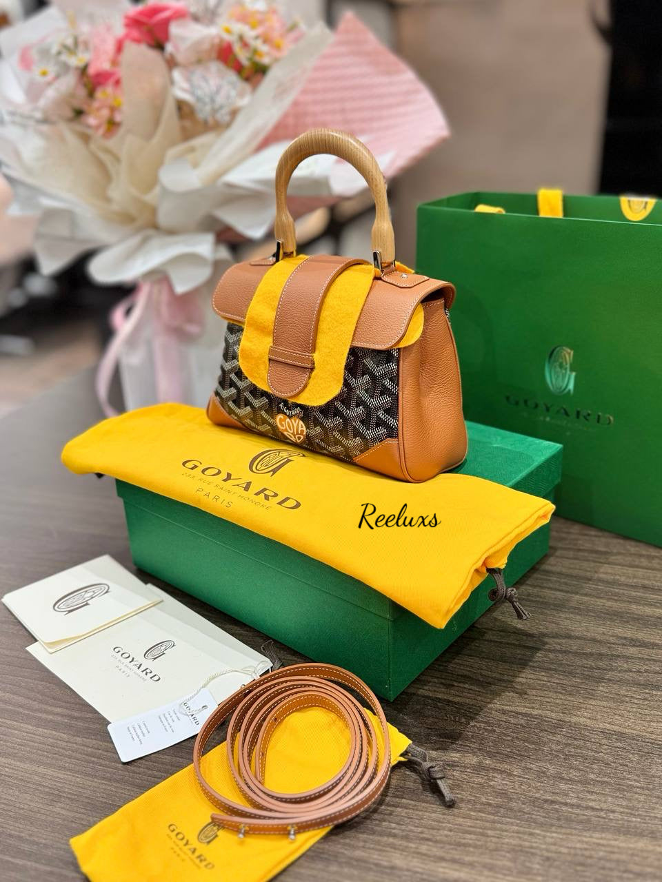 FULL SET 2024 GOYARD SAIGON Mini Wooden Handle Handbag