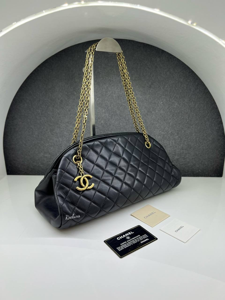 (Copy) CHANEL  Mademoiselle Bowling Leather Black Shoulder Bag ( GHW )