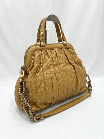 CHRISTIAN DIOR Gaufre Lambskin Cannage Delices 2 Way Hand Shoulder Bag