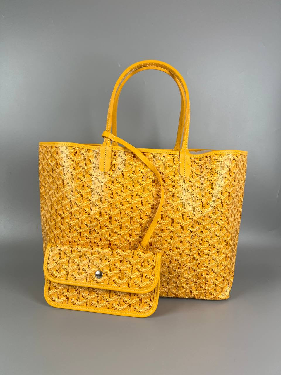 GOYARD Yellow Chevron St Louis PM Tote Bag with Pouch