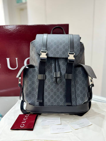 Fullset GUCCI GG Monogram Pattern Print Coated Canvas Backpack