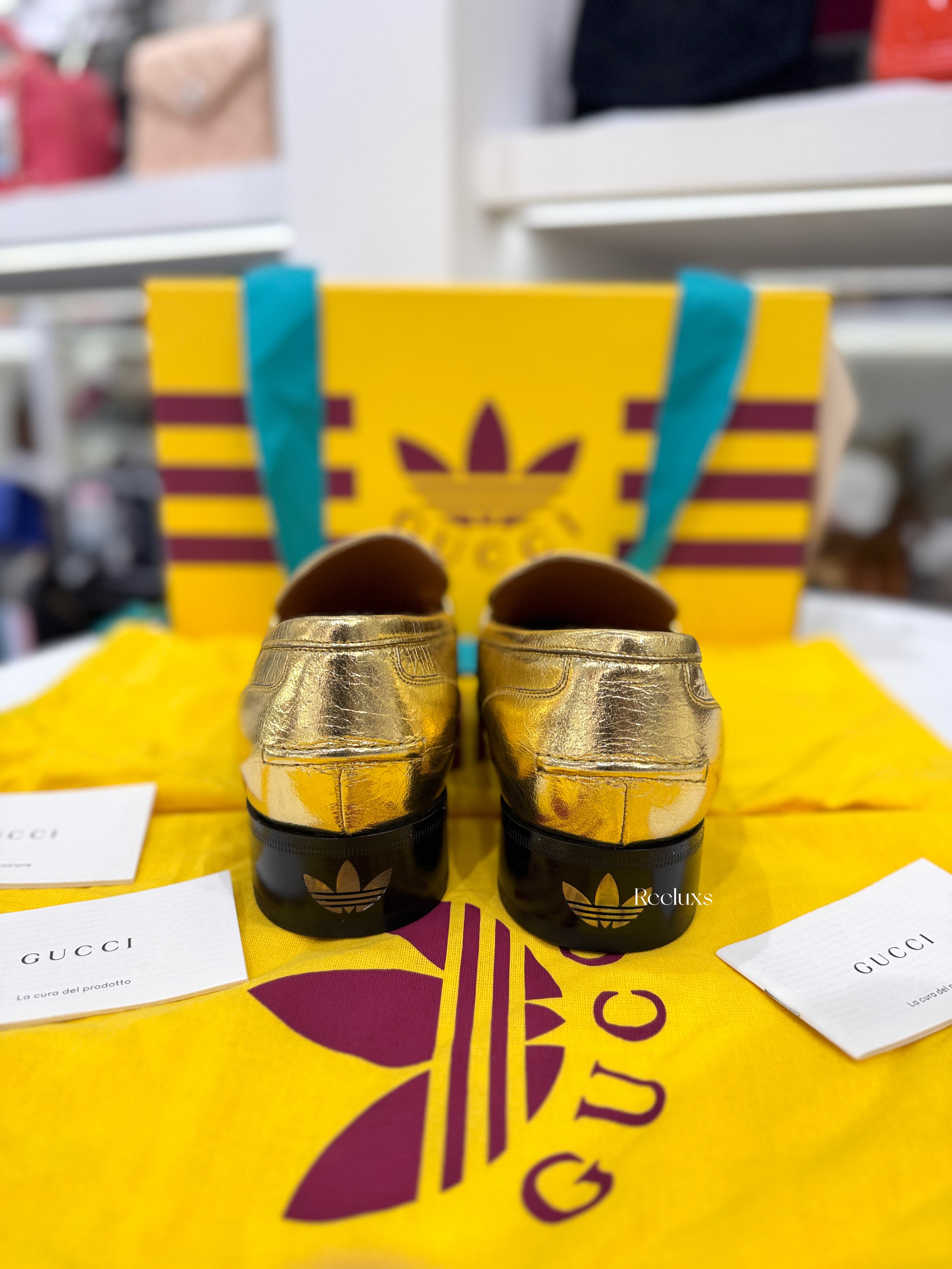 GUCCI x ADIDAS Gold Leather Horsebit Loafer