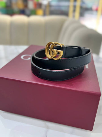 GUCCI GG Marmont Thin Leather Black Belt