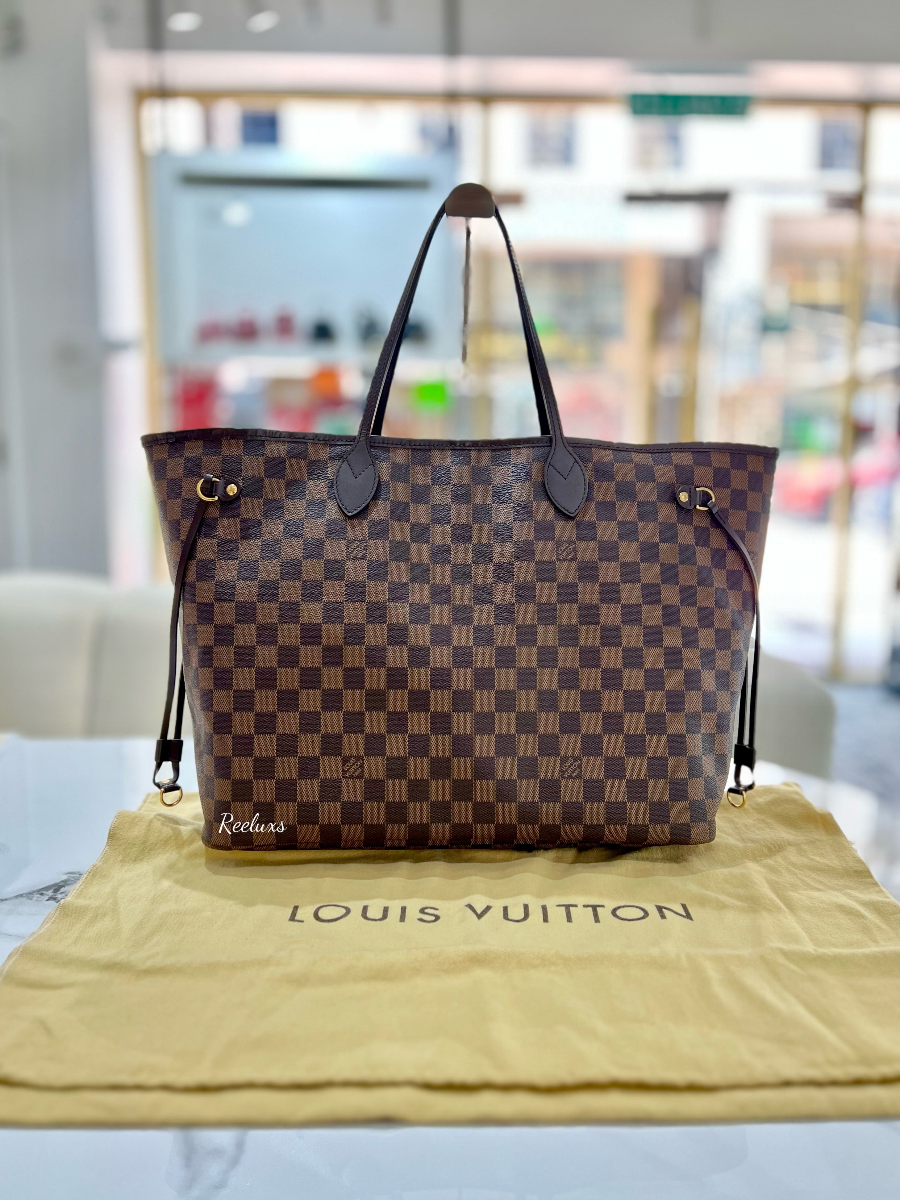 LOUIS VUITTON LV Large Damier Ebene Neverfull GM Tote Bag