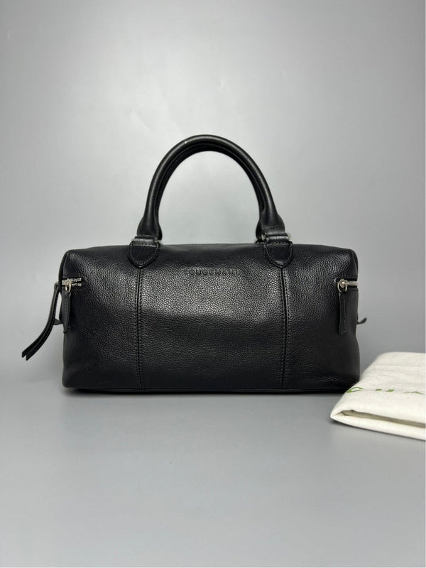 LONGCHAMP Bowling  Black Leather Bag