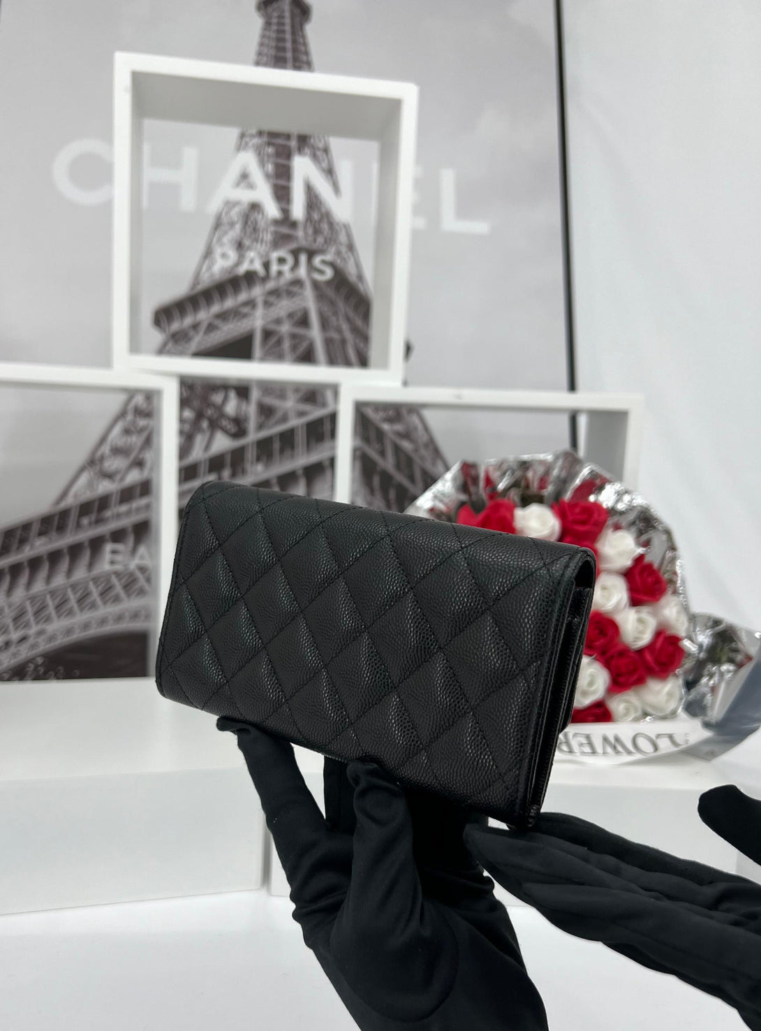 CHANEL As New Black Caviar Wallet For Lady- Full Set - Reeluxs 