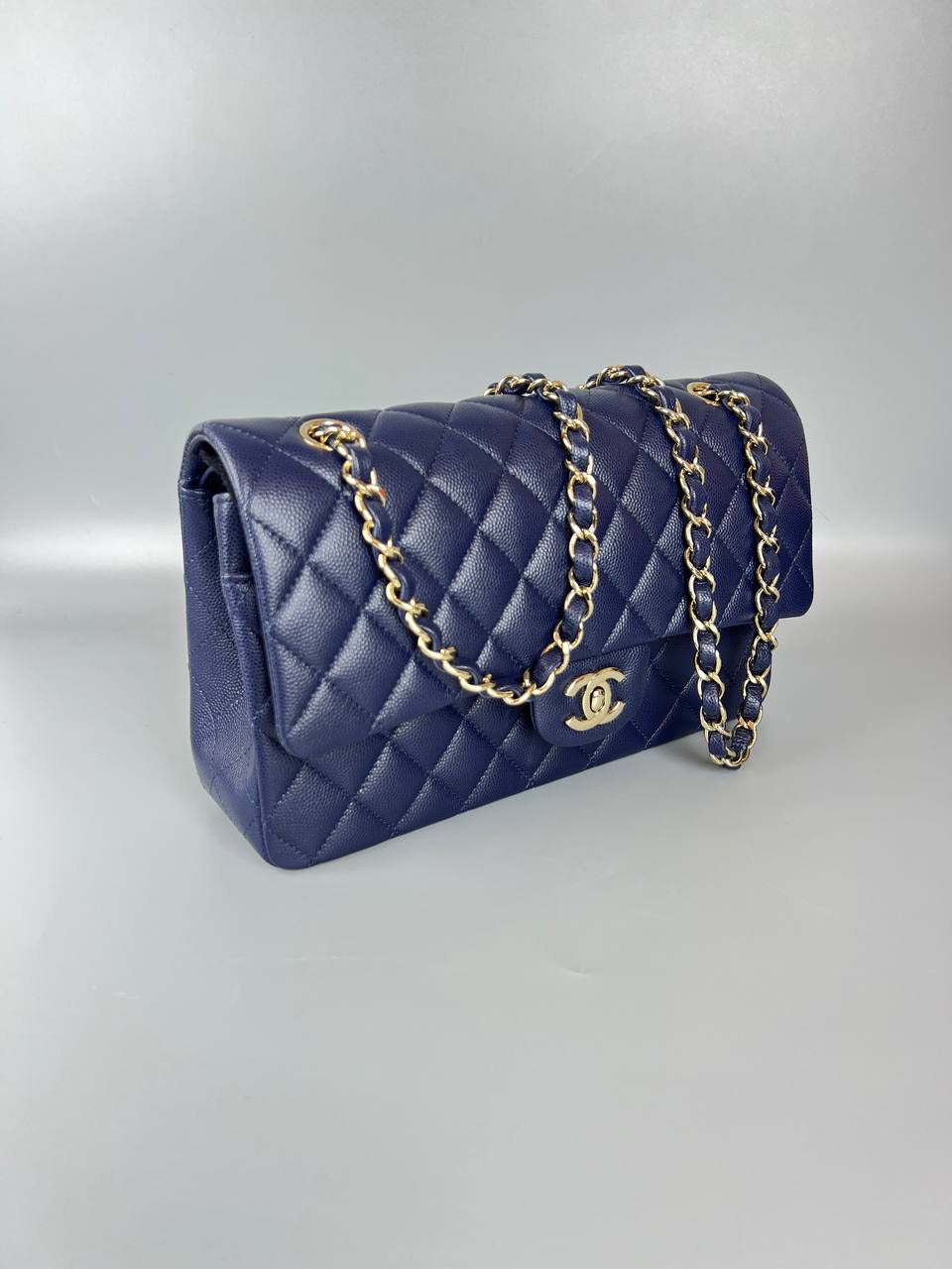 CHANEL caviar Medium Classic Double Flap Bag 24K GHW Mirco chip FullSet