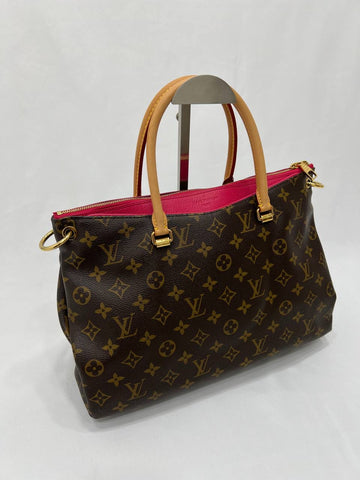 LOUIS VUITTON LV Monogram Pallas MM With Hot Pink 2Way Handbag