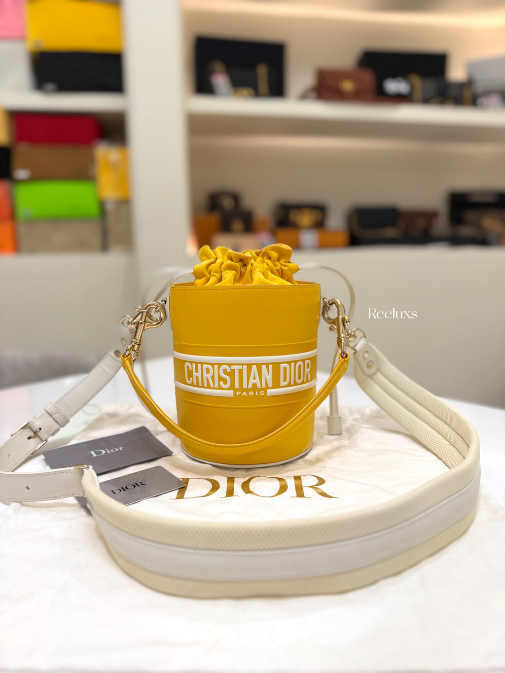 DIOR Small Vibe Bucket Bag Yellow Smooth Calfskin - Women