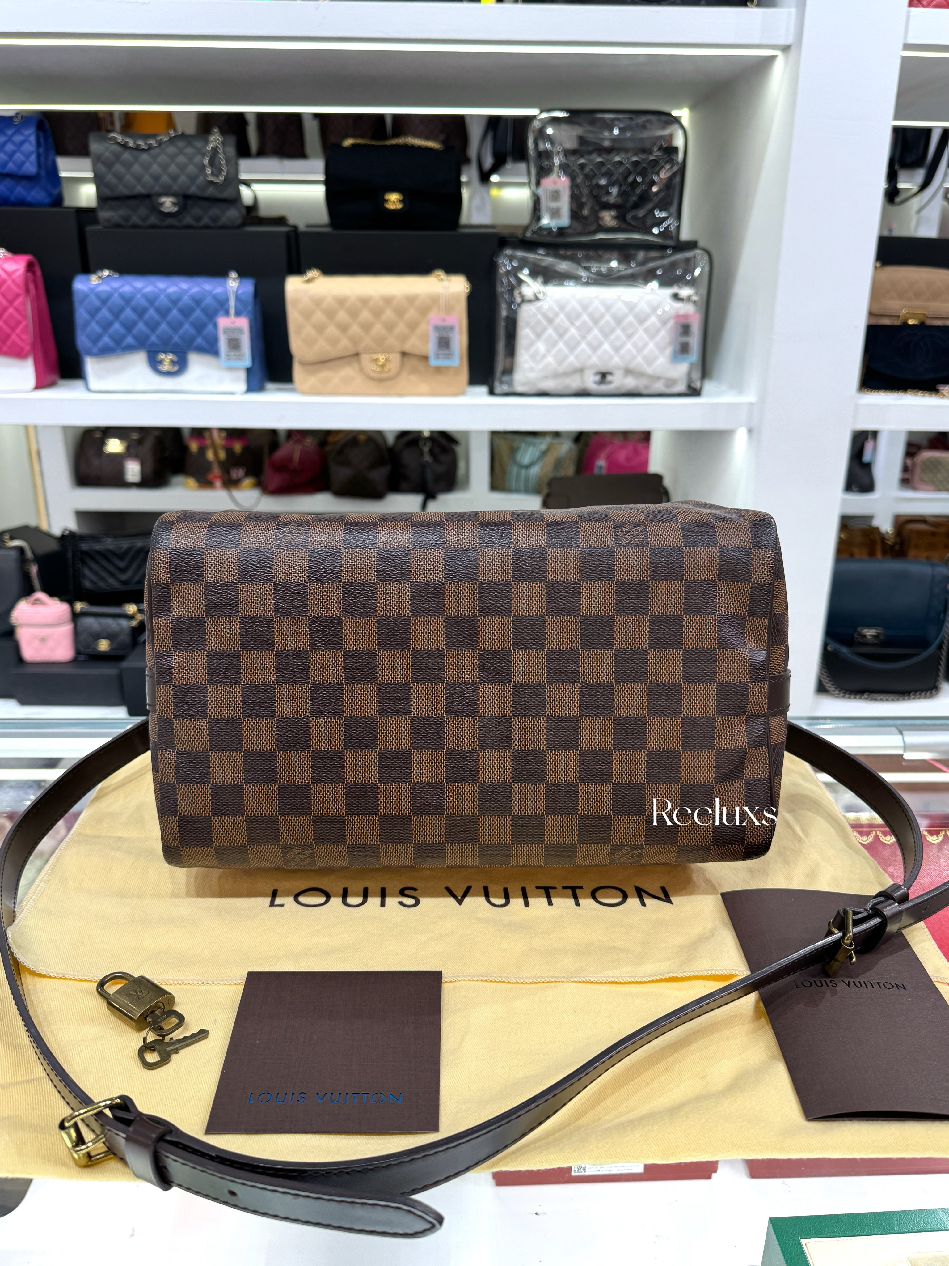 LOUIS VUITTON LV Speedy 30 Damier Ebene Canvas Handbag