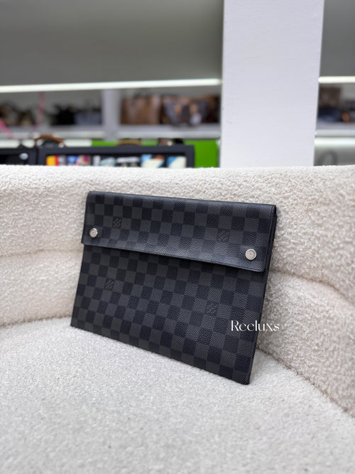 LOUIS VUITTON Damier Graphite Canvas Alpha Pochette GM Clutch