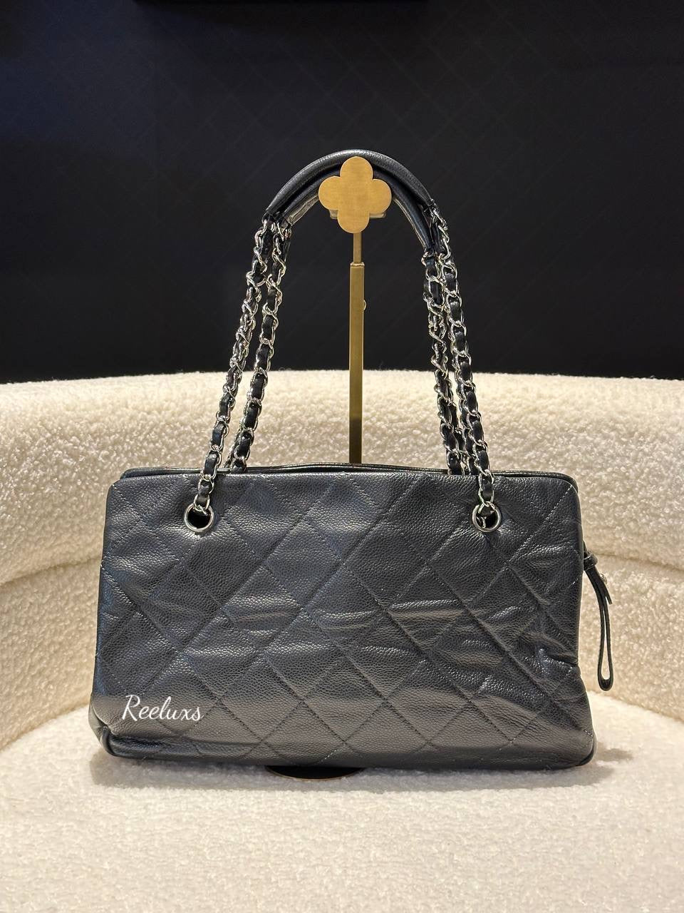 CHANEL Black Caviar Grand Shopper Tote Bag