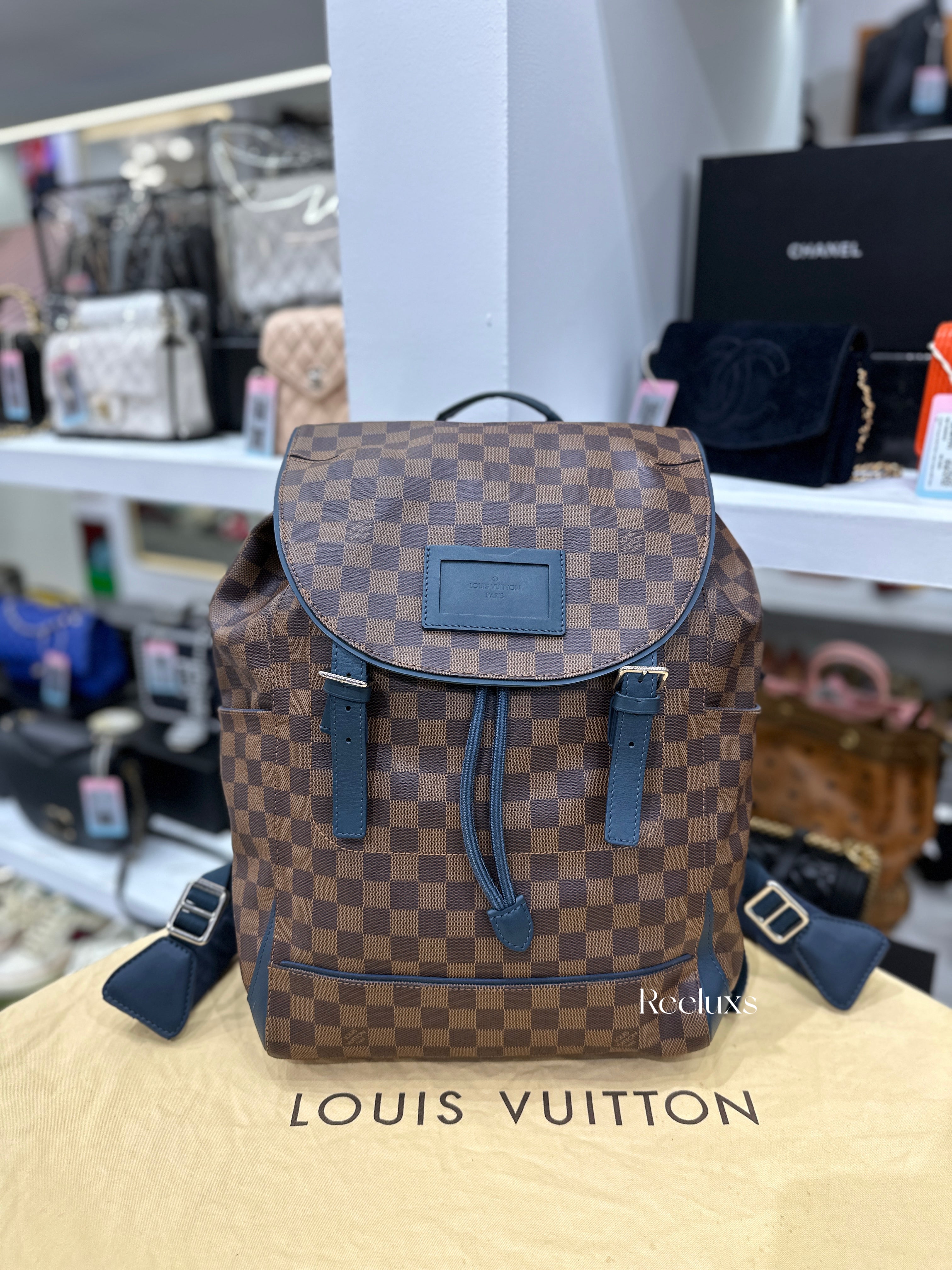 LOUIS VUITTON Runner Backpack Damier Ebene Canvas