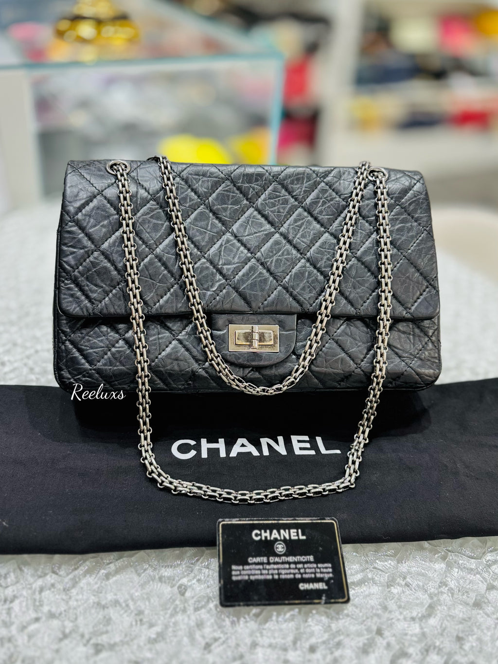 CHANEL Quilted Aged Leather Reissue 2.55 Classic Flap Bag