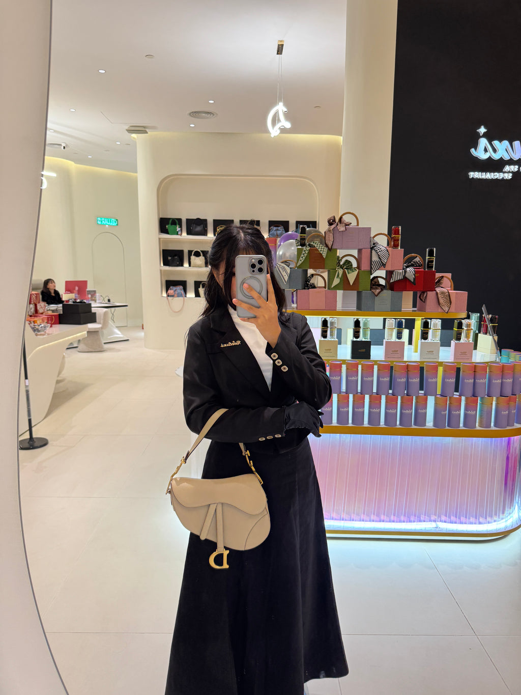 2022 FULLSET CHRISTIAN DIOR Medium Leather Saddle Shoulder Bag