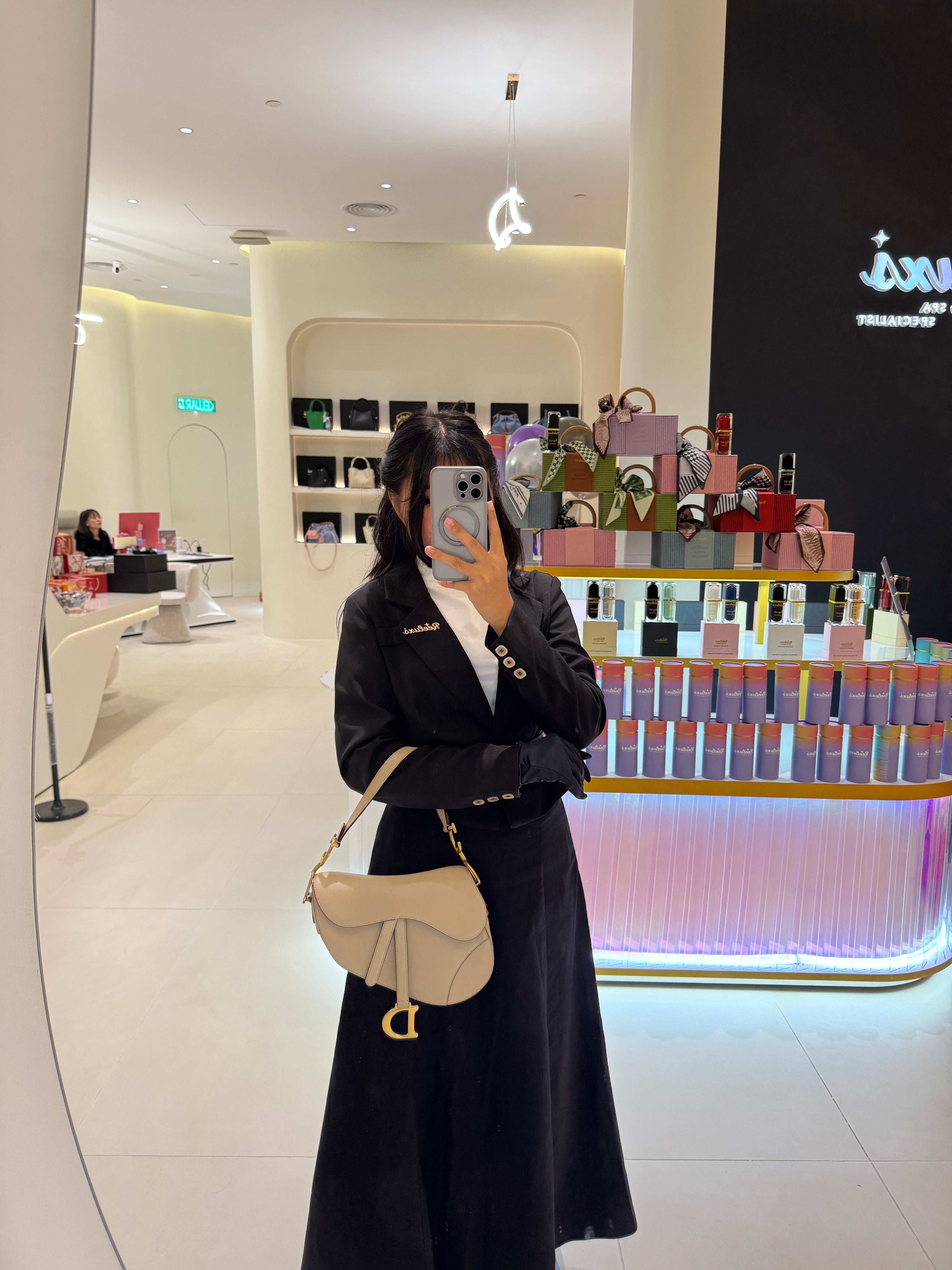 2022 FULLSET CHRISTIAN DIOR Medium Leather Saddle Shoulder Bag