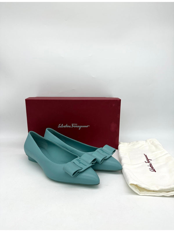 SALVATORE FERRAGAMO Viva Turquoise Ballet Flats Size 8 - Reeluxs 