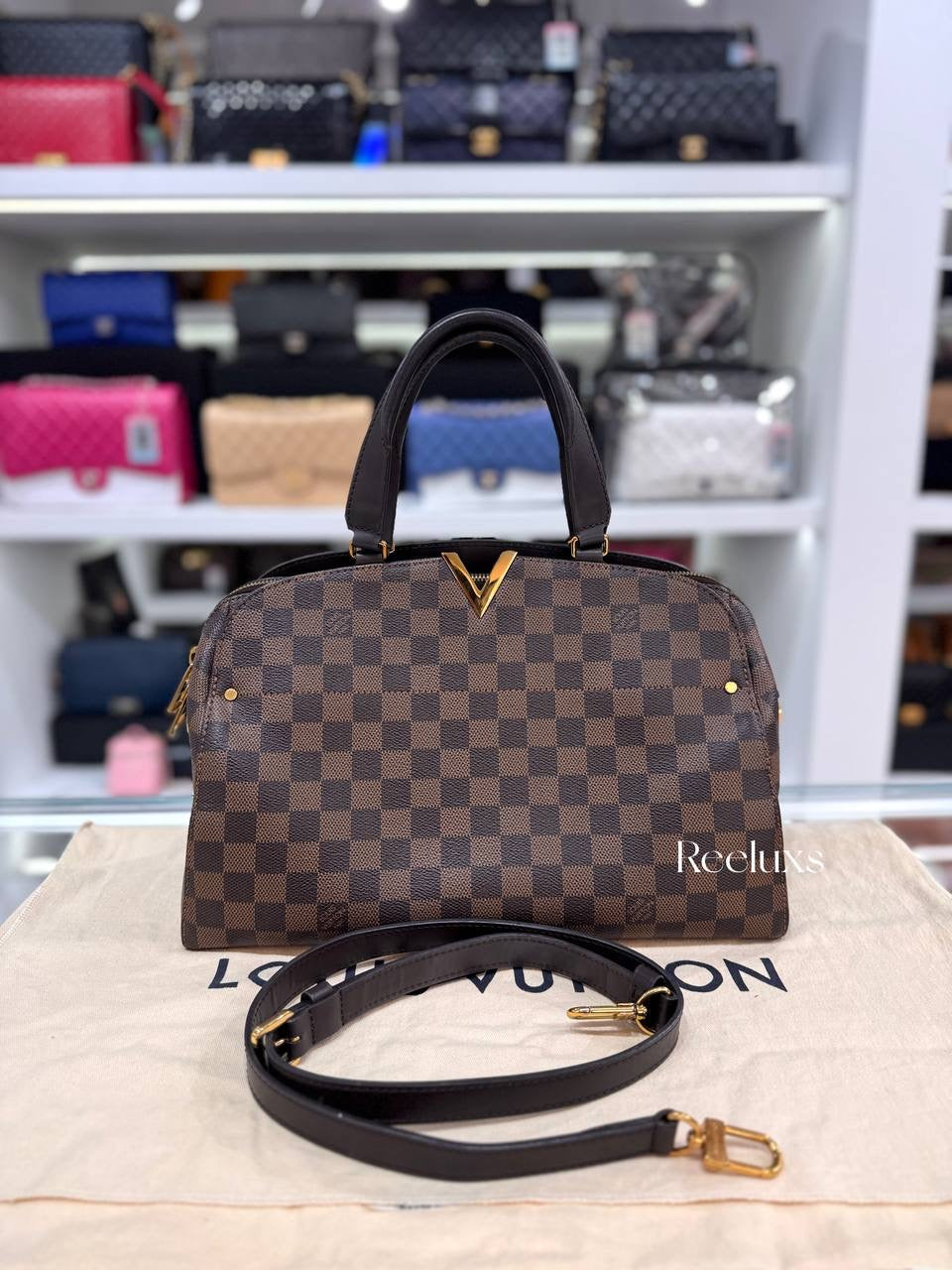 LOUIS VUITTON Damier Ebene Kenstington Bowling Bag