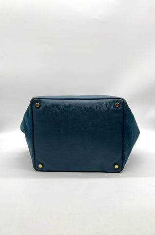 FENDI Blue Suede And Leather Boston Bag - Reeluxs 